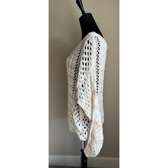 JOHN + JENN Women's Cream Striped Cable Loose Knit Oversized Sweater Size M - Picture 5 of 8